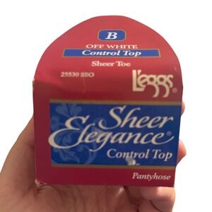 Vintage L'eggs Sheer Elegance Control Top Pantyhose Off White Size B 1995 USA
